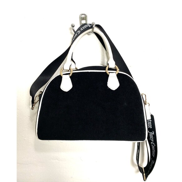 Juicy Couture Sweet N Juicy Apple Satchel Duffle Bag Terry Black Heart Charm - Picture 2 of 12